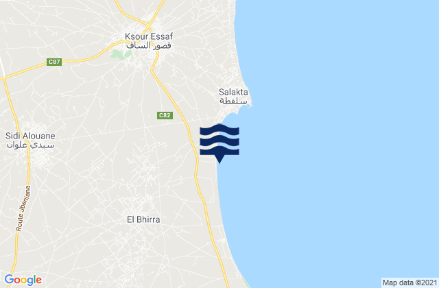 Karte der Gezeiten Ksour Essaf, Tunisia