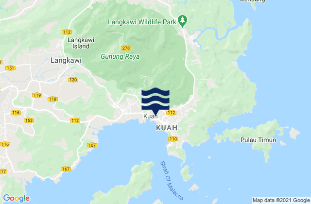 Karte der Gezeiten Kuah, Malaysia