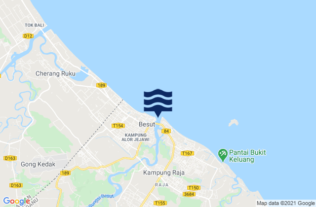 Karte der Gezeiten Kuala Besut, Malaysia