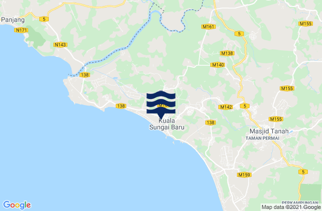Karte der Gezeiten Kuala Sungai Baru, Malaysia