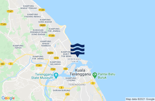 Karte der Gezeiten Kuala Trengganu, Malaysia