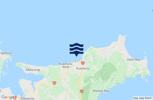 Karte der Gezeiten Kuaotunu Beach, New Zealand