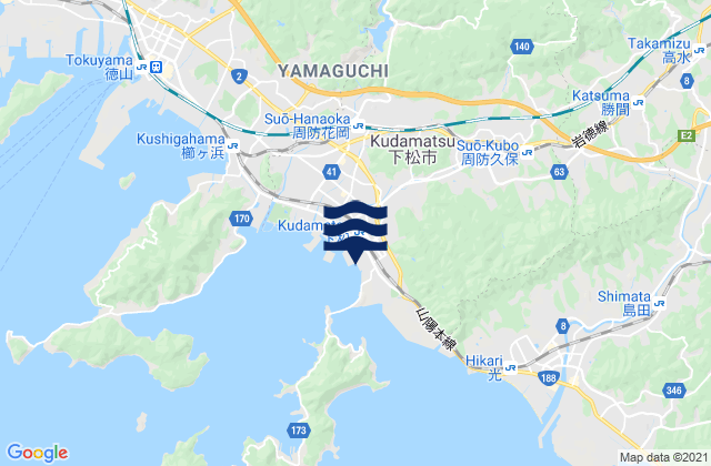 Karte der Gezeiten Kudamatsu, Japan