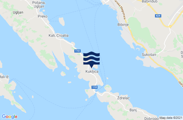 Karte der Gezeiten Kukljica, Croatia