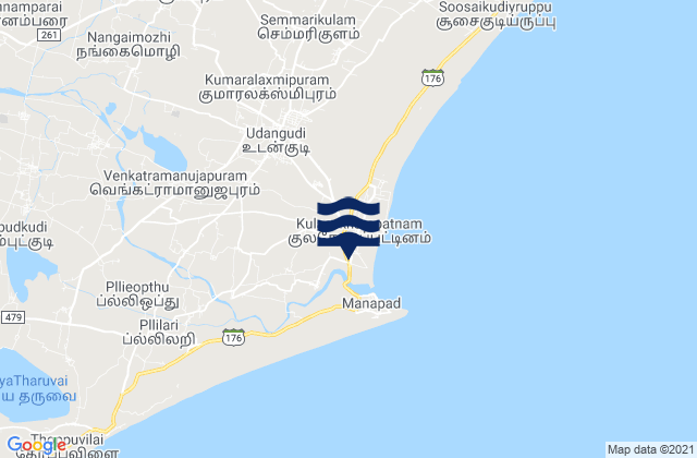 Karte der Gezeiten Kulasekarapatnam, India