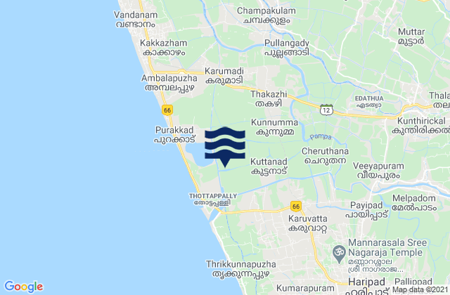 Karte der Gezeiten Kunnumma, India