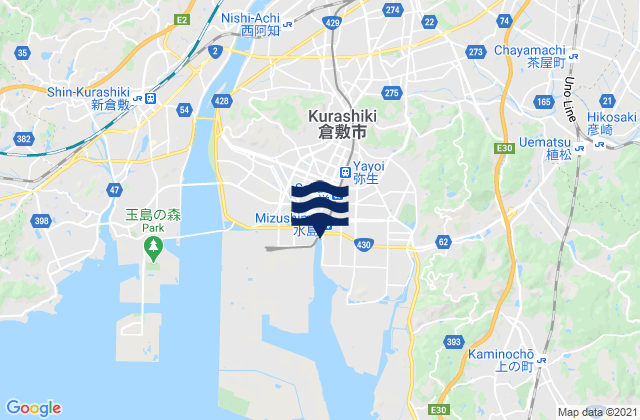 Karte der Gezeiten Kurashiki Shi, Japan