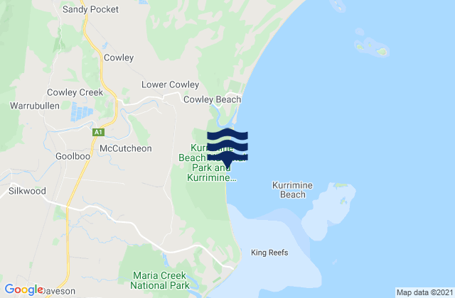 Karte der Gezeiten Kurrimine Beach, Australia