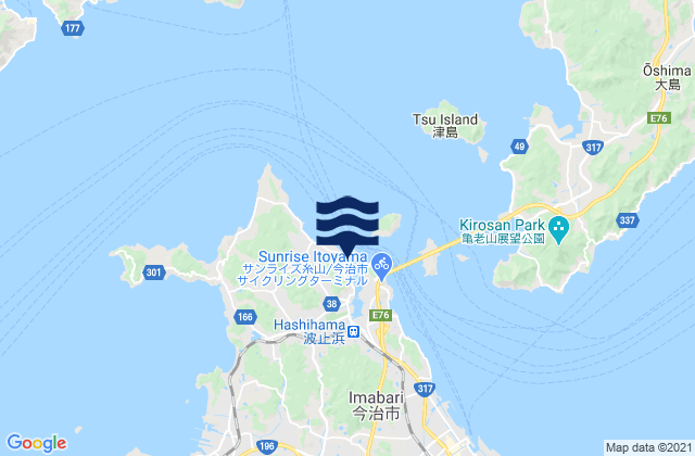 Karte der Gezeiten Kuru Sima, Japan