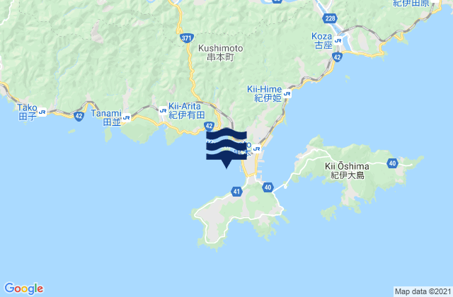 Karte der Gezeiten Kushimoto Fukuro Ko, Japan