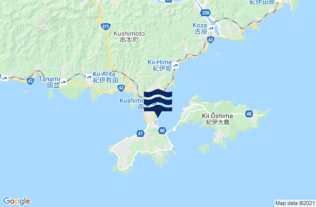 Karte der Gezeiten Kusimoto, Japan