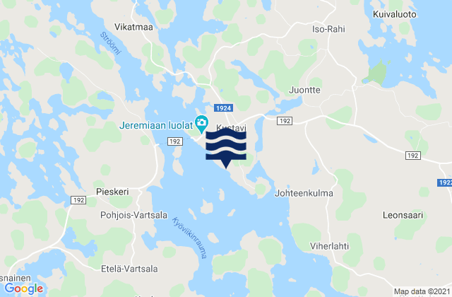 Karte der Gezeiten Kustavi, Finland