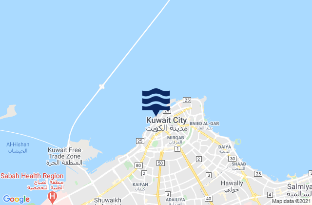 Karte der Gezeiten Kuwait City, Kuwait