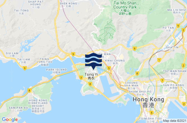 Karte der Gezeiten Kwai Tsing, Hong Kong