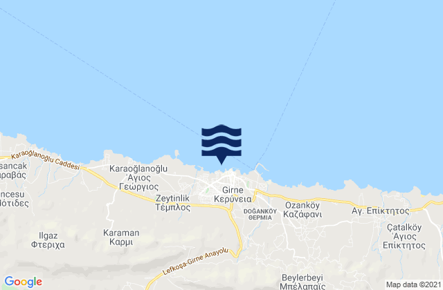 Karte der Gezeiten Kyrenia Cyprus, Cyprus