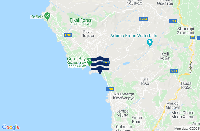 Karte der Gezeiten Káthikas, Cyprus