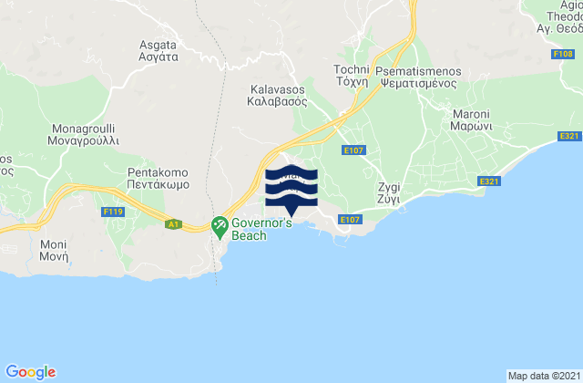 Karte der Gezeiten Káto Drys, Cyprus