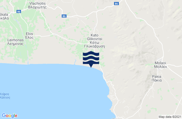 Karte der Gezeiten Káto Glykóvrysi, Greece