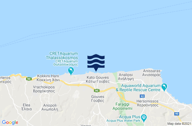 Karte der Gezeiten Káto Goúves, Greece