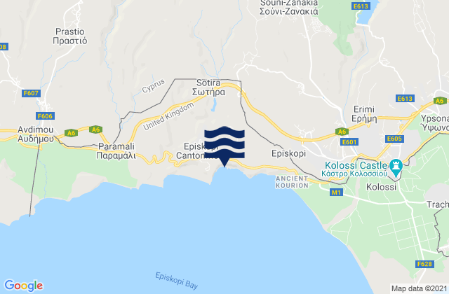 Karte der Gezeiten Káto Kivídes, Cyprus