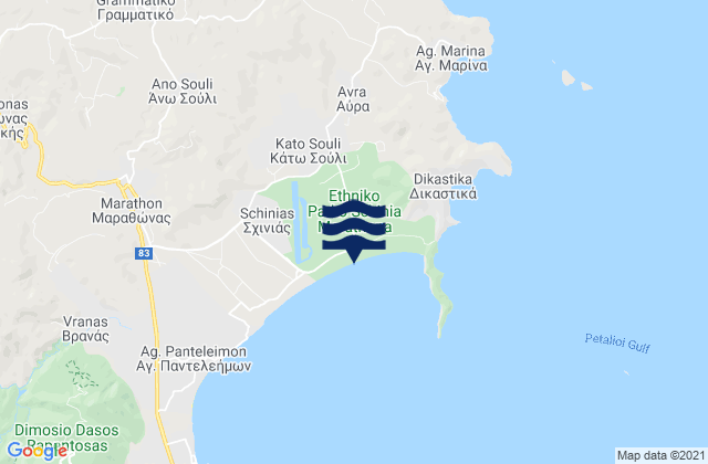 Karte der Gezeiten Káto Soúlion, Greece