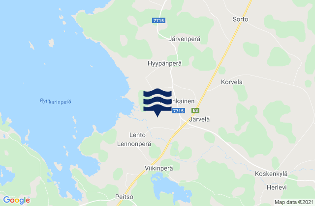 Karte der Gezeiten Kälviä, Finland