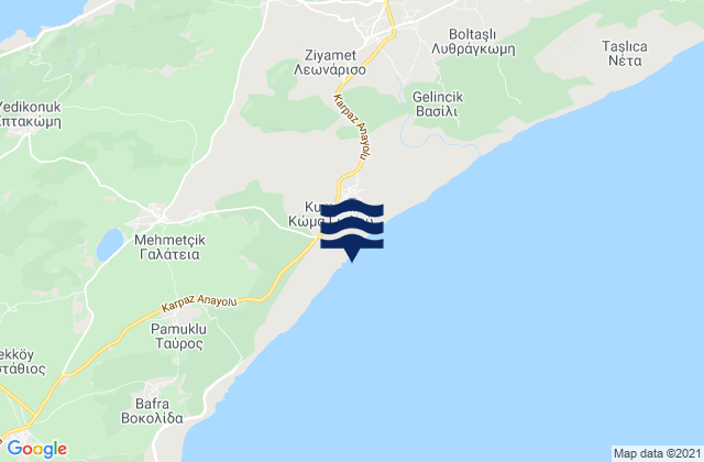 Karte der Gezeiten Kóma tou Gialoú, Cyprus