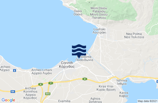 Karte der Gezeiten Kórinthos, Greece