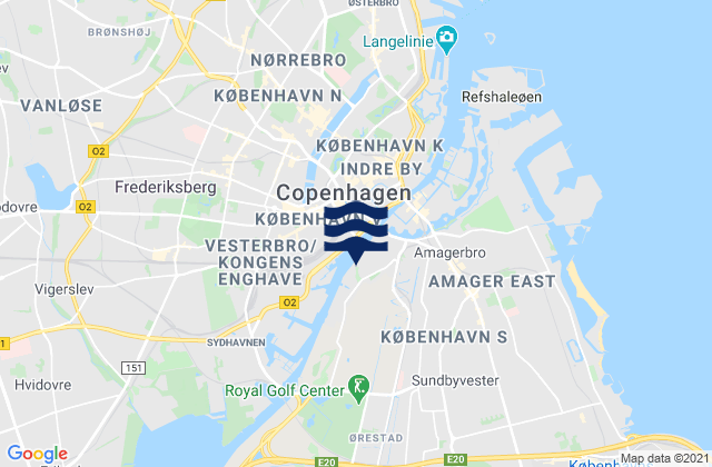 Karte der Gezeiten København, Denmark