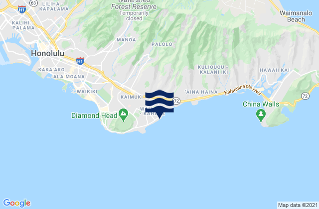 Karte der Gezeiten Kāhala Beach, United States