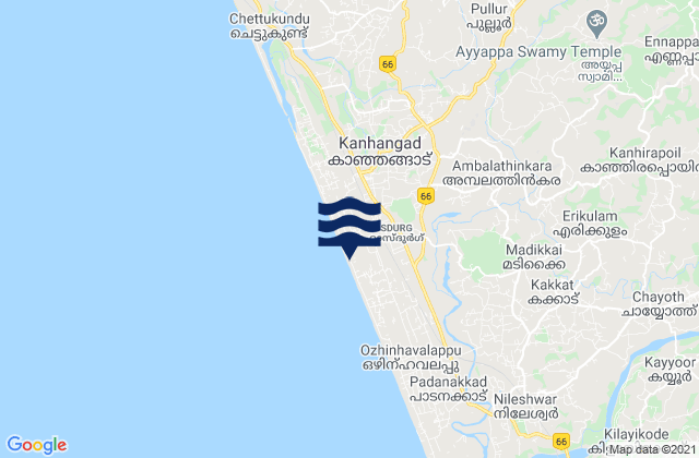 Karte der Gezeiten Kānnangād, India