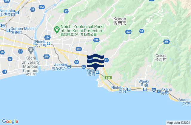 Karte der Gezeiten Kōnan Shi, Japan