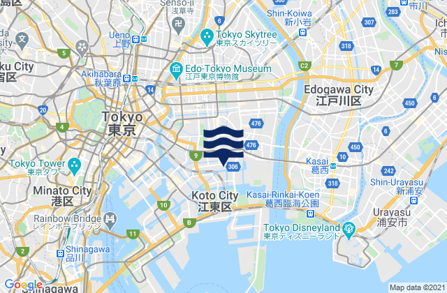 Karte der Gezeiten Kōtō-ku, Japan