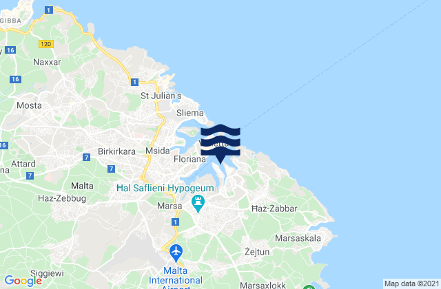 Karte der Gezeiten L-Isla, Malta