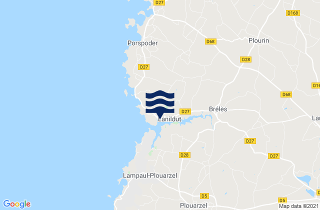 Karte der Gezeiten L'Aber Ildut, France