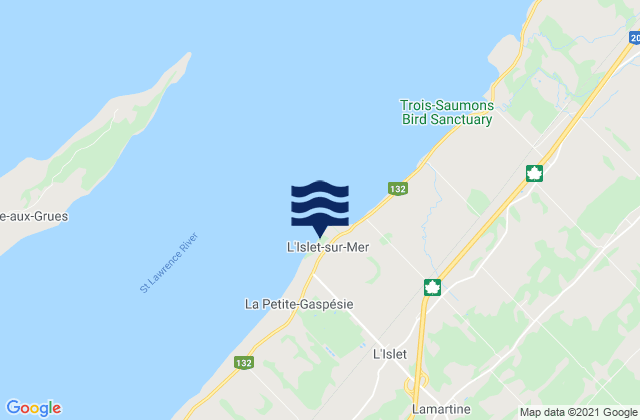 Karte der Gezeiten L'Islet-sur-Mer, Canada
