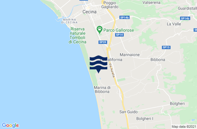 Karte der Gezeiten La California, Italy