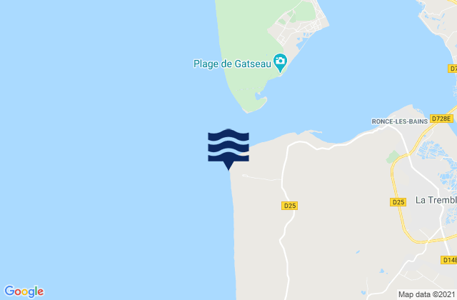 Karte der Gezeiten La Cote Sauvage - La Pointe Espagnole, France