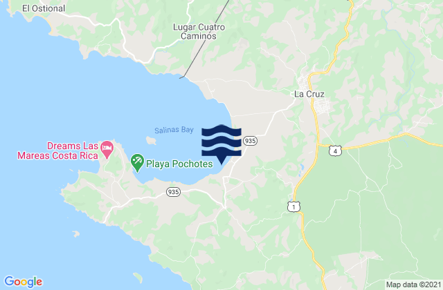 Karte der Gezeiten La Cruz, Costa Rica