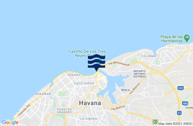 Karte der Gezeiten La Habana Vieja, Cuba