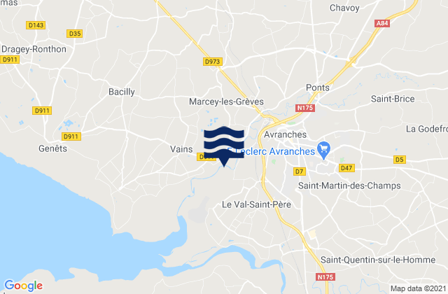 Karte der Gezeiten La Haye-Pesnel, France