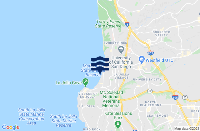 Karte der Gezeiten La Jolla Shores Beach, United States