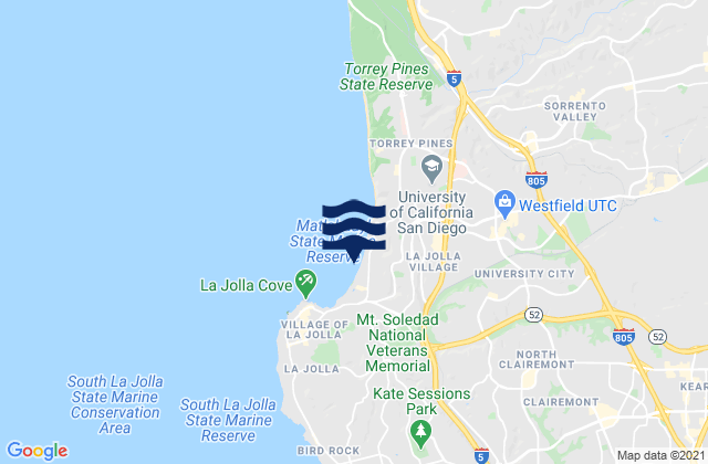Karte der Gezeiten La Jolla Shores, United States