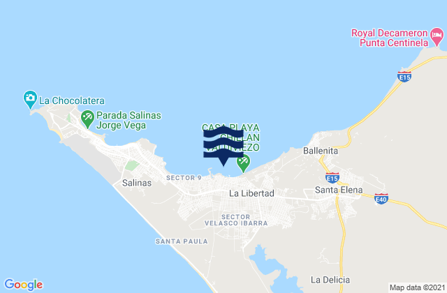 Karte der Gezeiten La Libertad Bahia De Santa Elena, Ecuador
