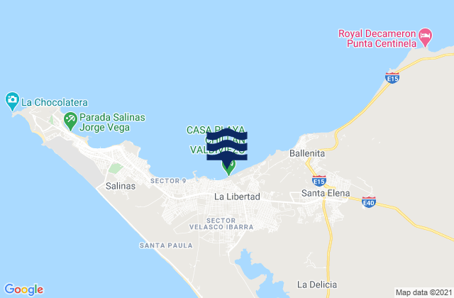 Karte der Gezeiten La Libertad, Ecuador