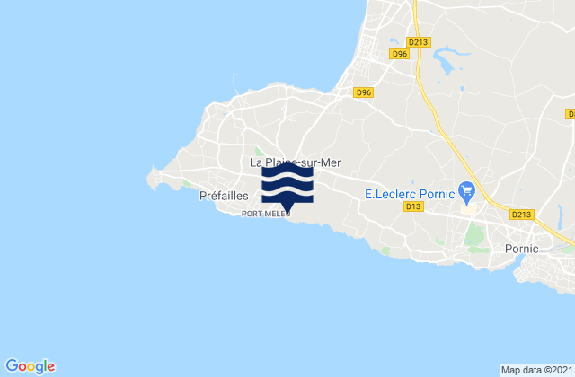 Karte der Gezeiten La Plaine-sur-Mer, France