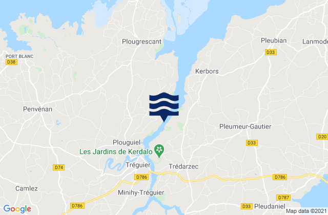 Karte der Gezeiten La Roche-Derrien, France