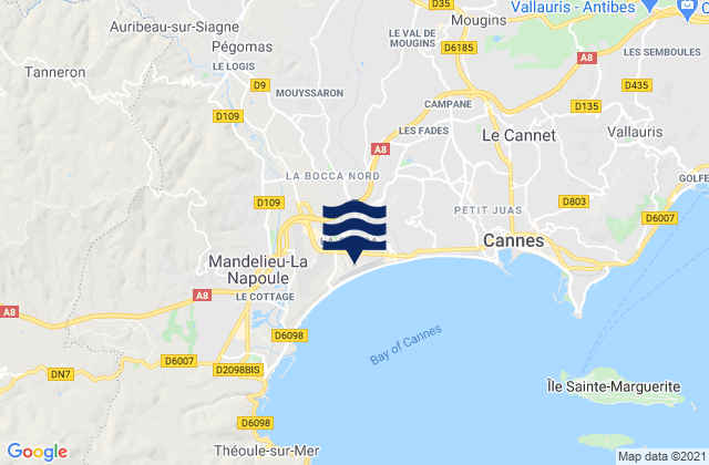 Karte der Gezeiten La Roquette-sur-Siagne, France