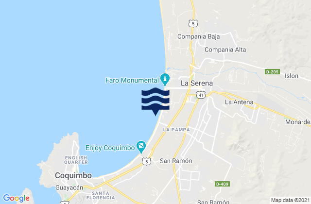 Karte der Gezeiten La Sarena (Avenida del Mar), Chile