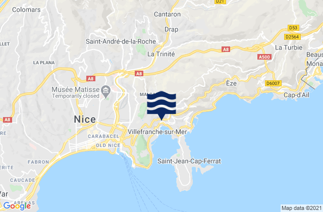 Karte der Gezeiten La Trinité, France